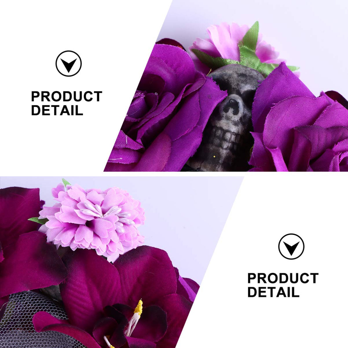 Halloween Skull Rose Headband with Veil – Gothic Floral Party Accessory