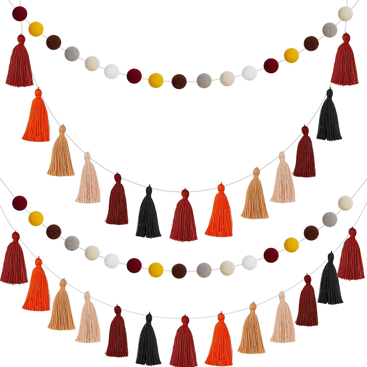 Felt Pom Pom Tassel Garland – Decorative Ball Banner for Birthday & Home Decor