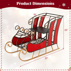 Metal Santa Sleigh Decor – 2-Tier Storage Shelf & Christmas Display Prop