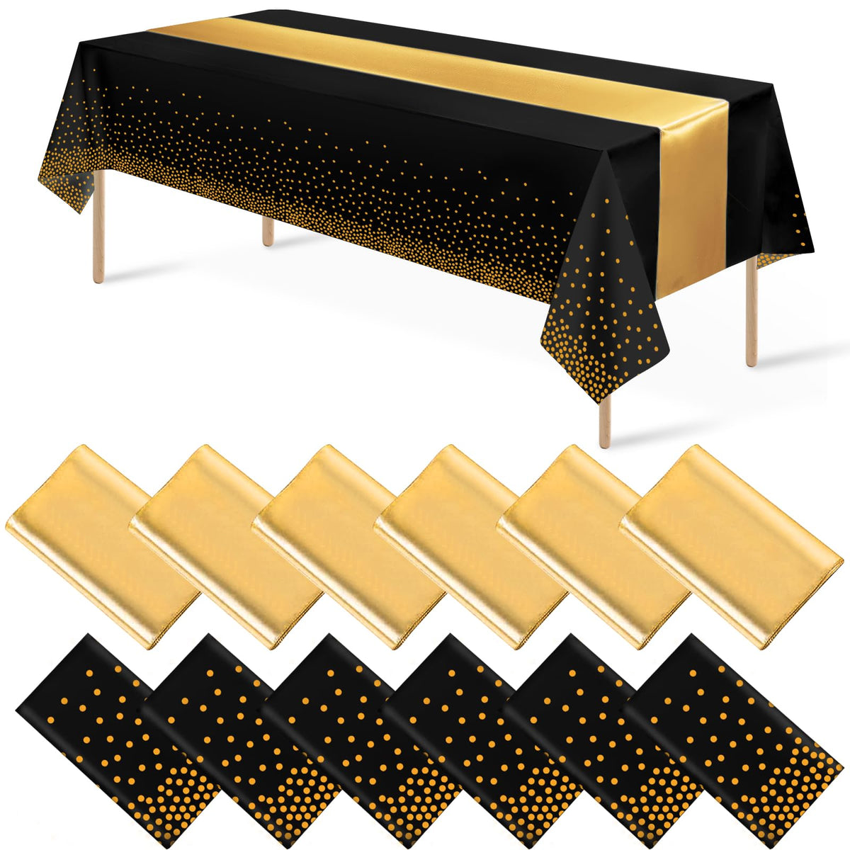 MASHAN 8Pack and 12Pack Tablecloth and Table Runner