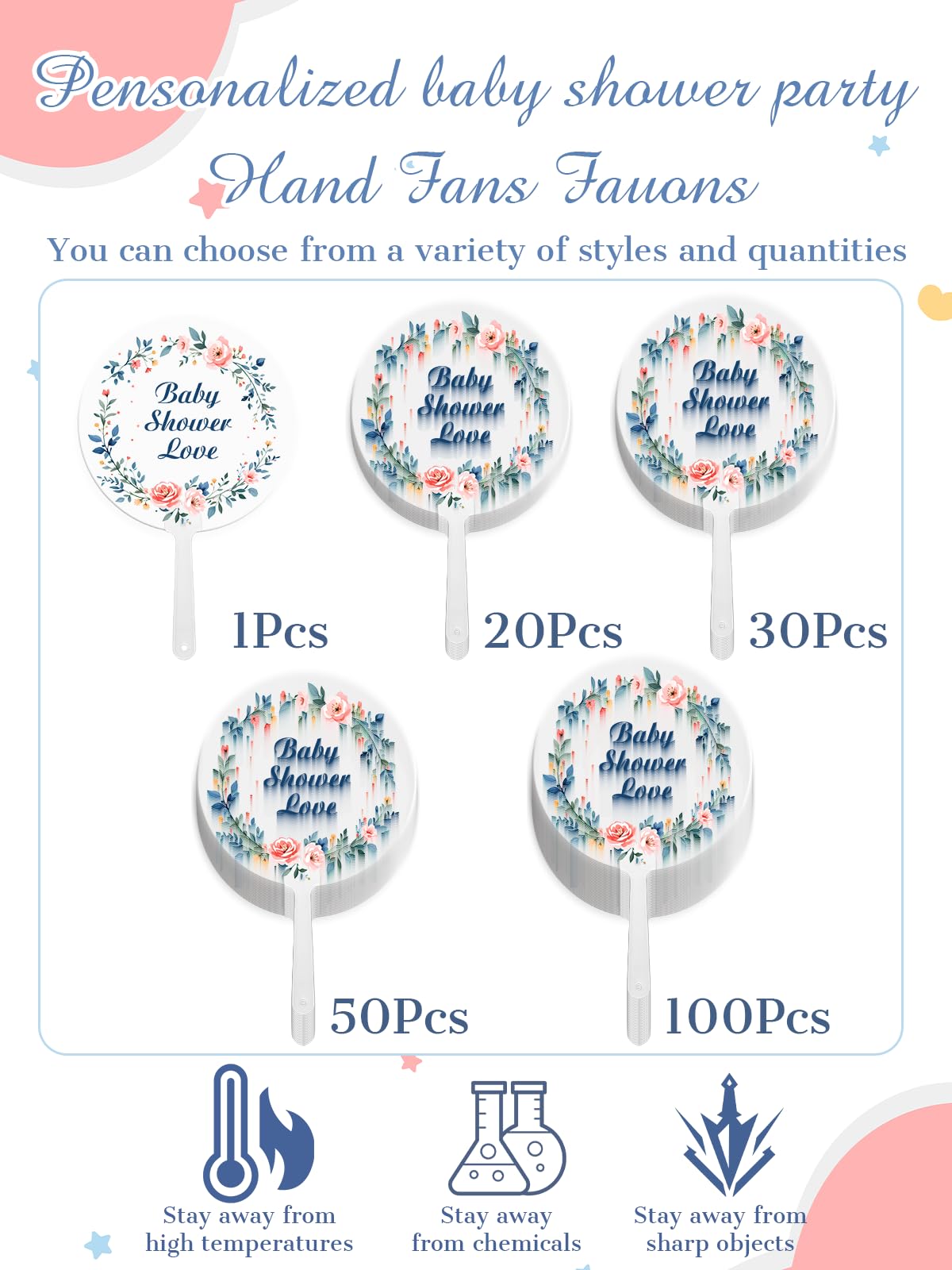 Personalized Baby Shower Hand Fans – Party Favors for Guests