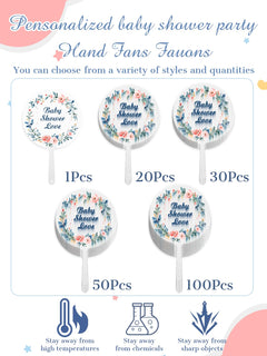 Personalized Baby Shower Hand Fans – Party Favors for Guests