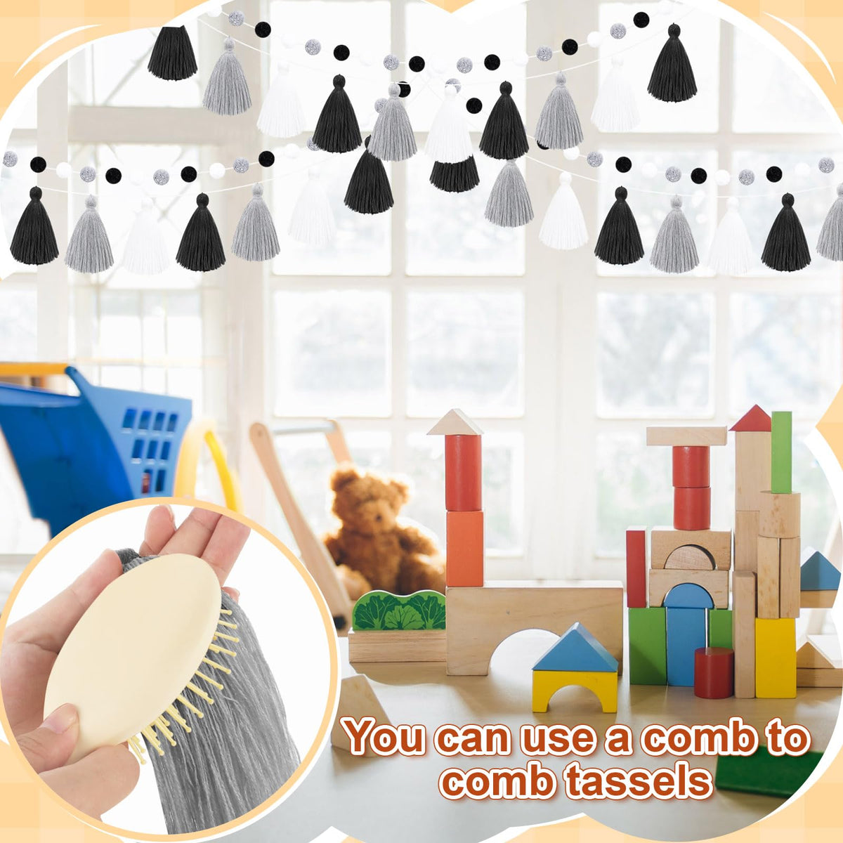 Felt Pom Pom Tassel Garland – Decorative Ball Banner for Birthday & Home Decor