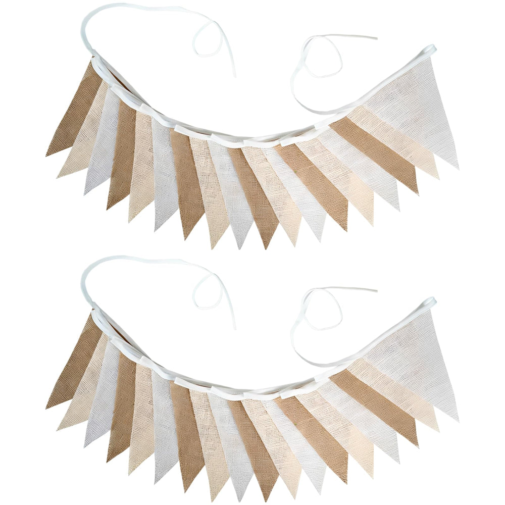 Burlap Banner – Beige Gradient Jute Triangle Flag Garland for Party & Wedding Decor