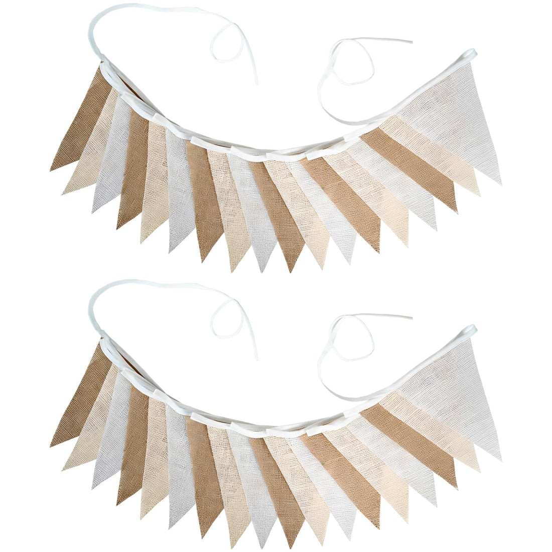 Burlap Banner – Beige Gradient Jute Triangle Flag Garland for Party & Wedding Decor