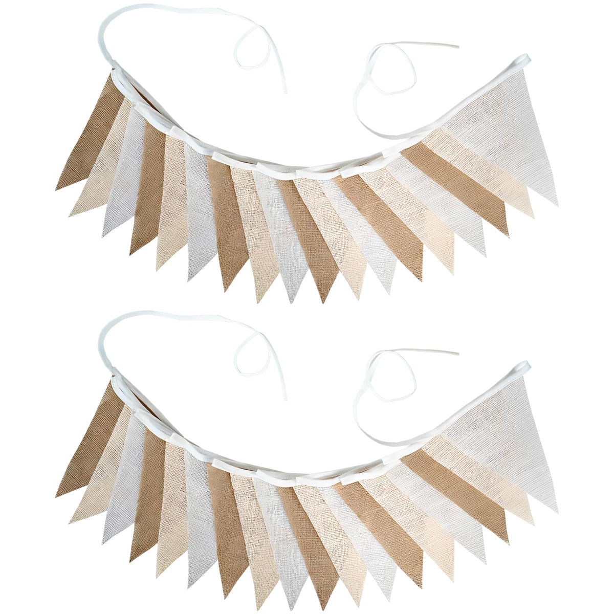 Burlap Banner – Beige Gradient Jute Triangle Flag Garland for Party & Wedding Decor