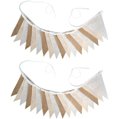 Burlap Banner – Beige Gradient Jute Triangle Flag Garland for Party & Wedding Decor