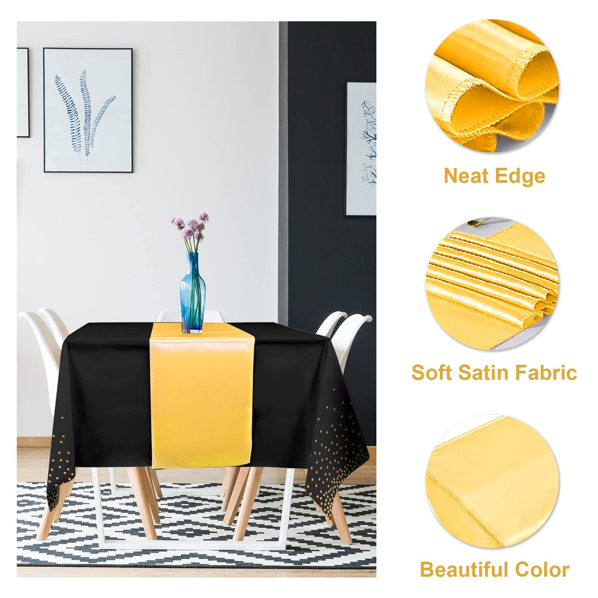 MASHAN 8Pack and 12Pack Tablecloth and Table Runner