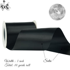 DINDOSAL 3" Double Face Satin Ribbon 10 Yards