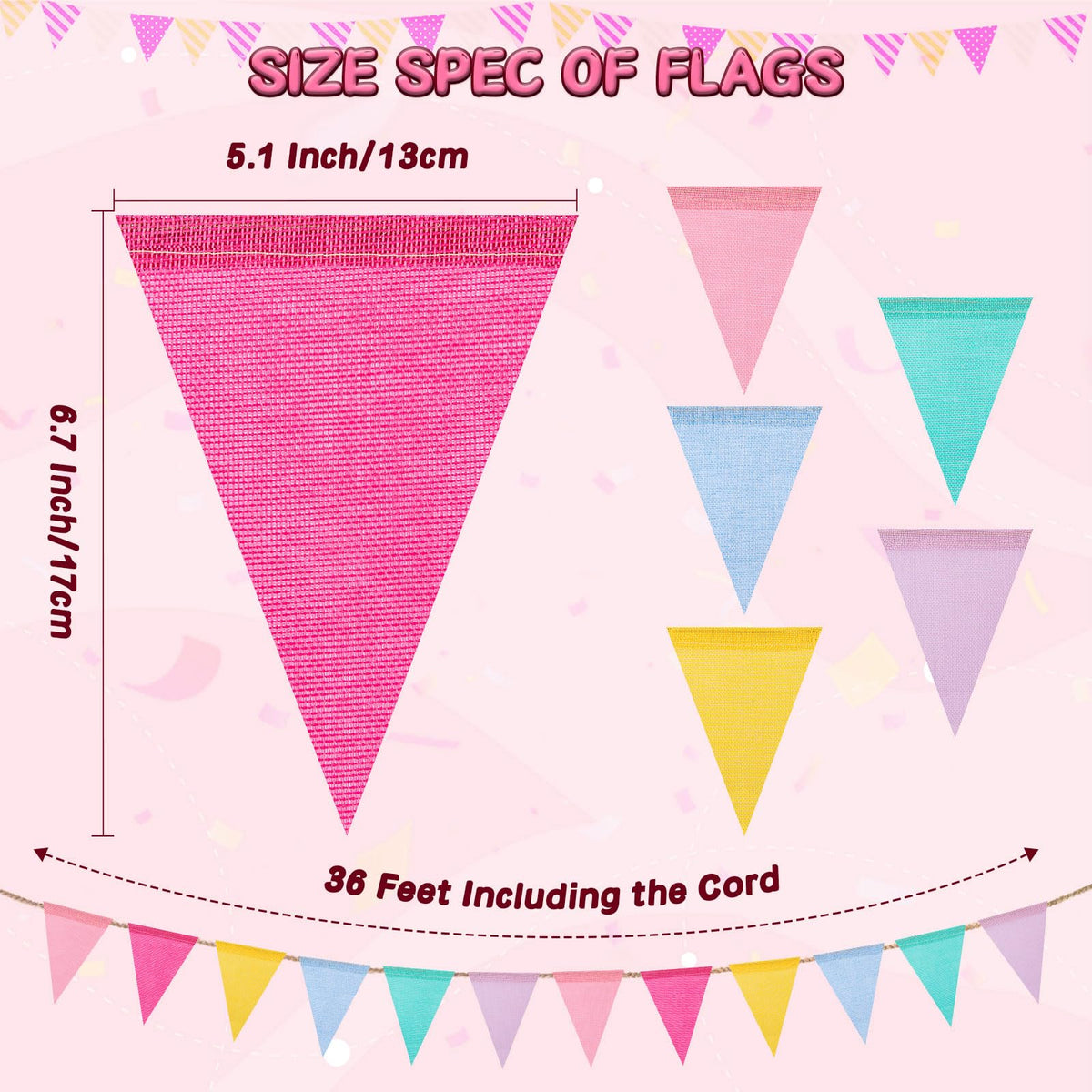 Pastel Burlap Pennant Banner – Triangle Flag Garland for Birthday & Outdoor Party Decor