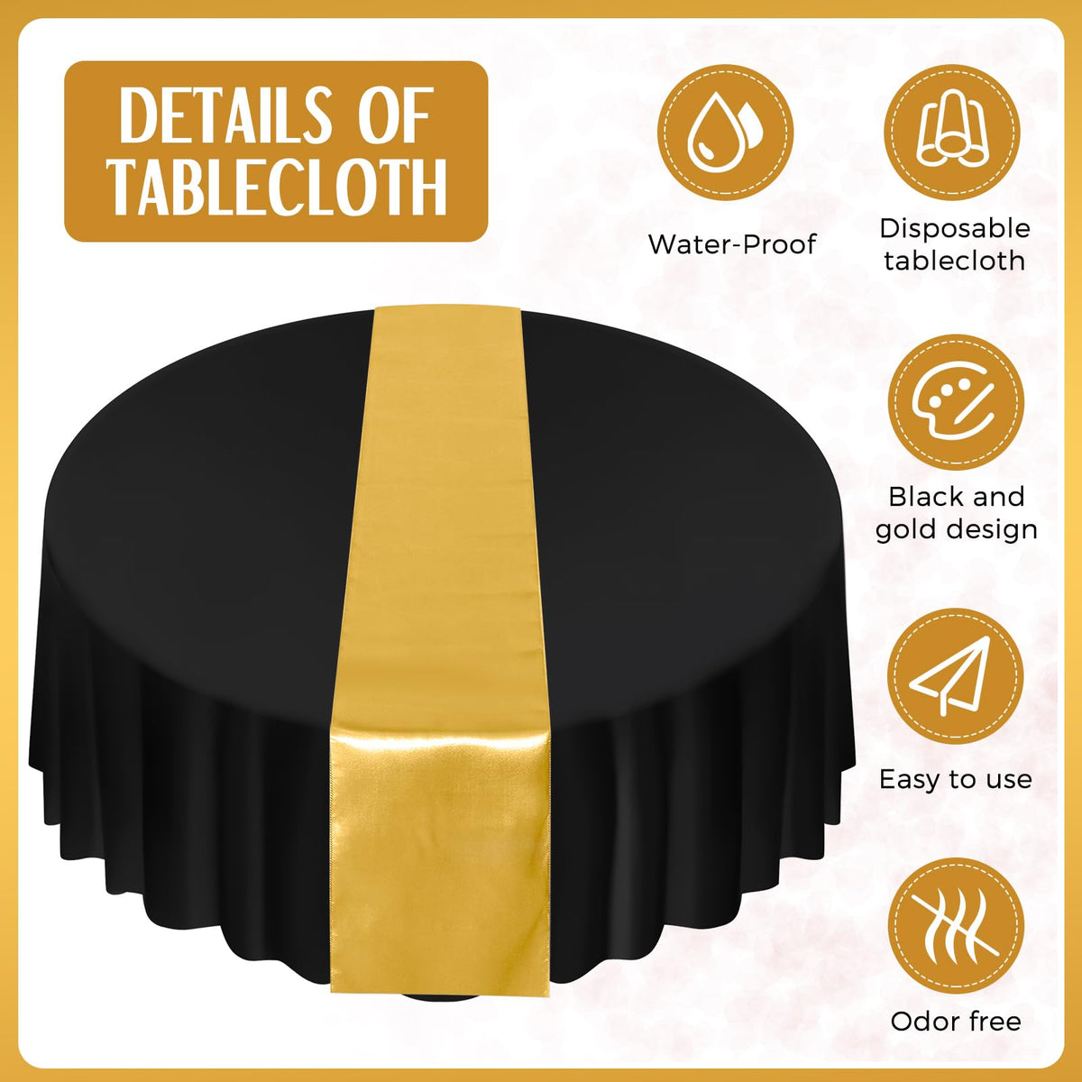 16-Piece Christmas Tablecloth & Satin Runner Set – Round Table Covers for Parties & Events