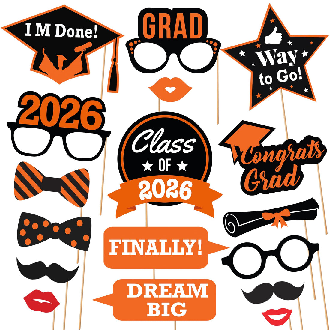 KatchOn Graduation Photo Booth Props, Pack of 21