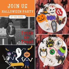 Halloween Cookie Cutters with Plunger Stamper – Baking & Fondant Decorating Tools