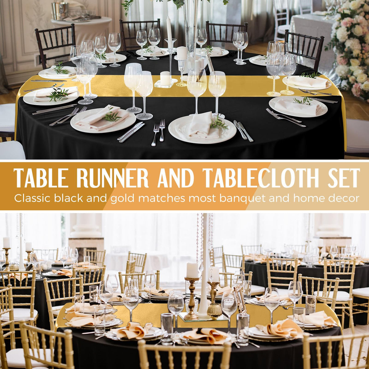 16-Piece Christmas Tablecloth & Satin Runner Set – Round Table Covers for Parties & Events