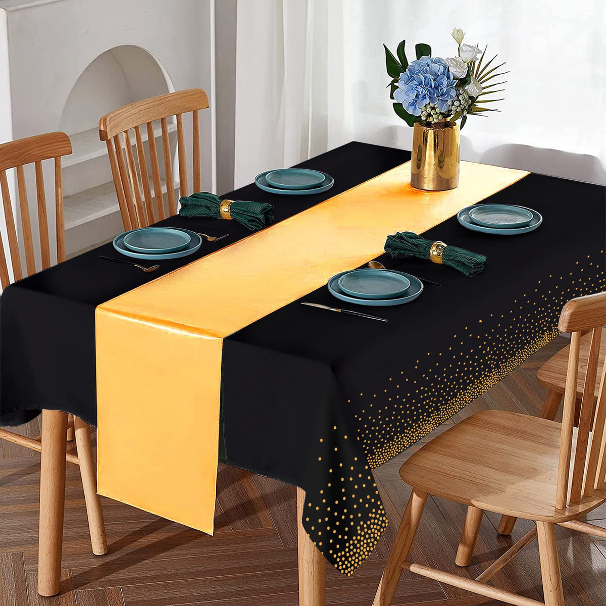 MASHAN 8Pack and 12Pack Tablecloth and Table Runner