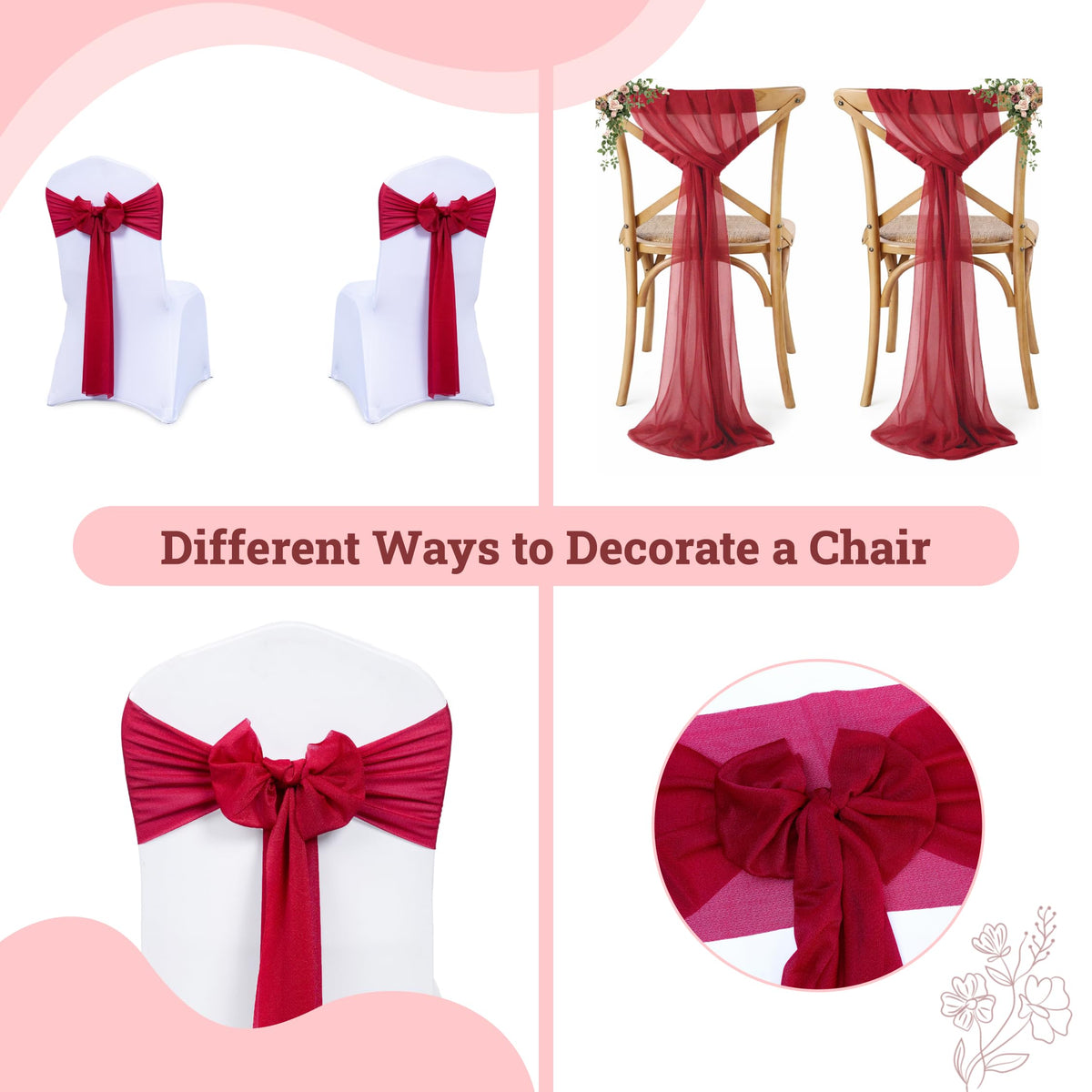 Chiffon Chair Sashes – Wedding & Party Chair Decorations