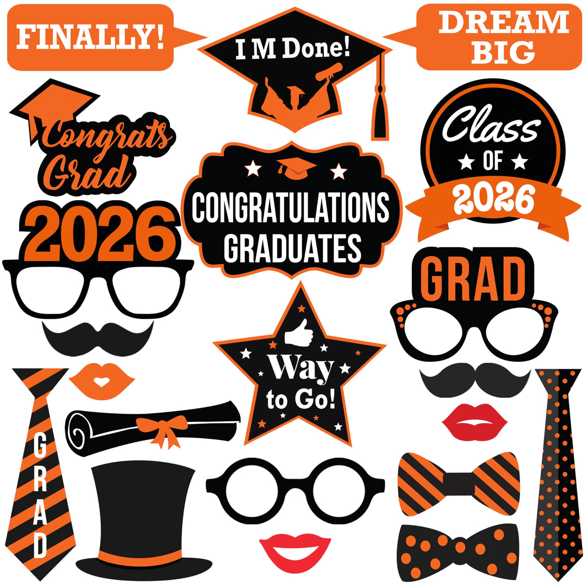 KatchOn Graduation Photo Booth Props, Pack of 21