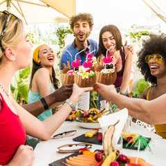 Taiyin Hawaiian Coconut Cups with Flamingo Straws for Luau Party