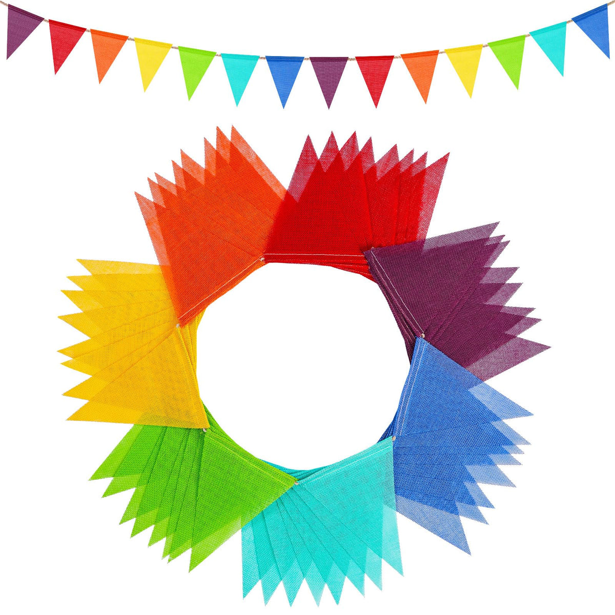 Pastel Burlap Pennant Banner – Triangle Flag Garland for Birthday & Outdoor Party Decor