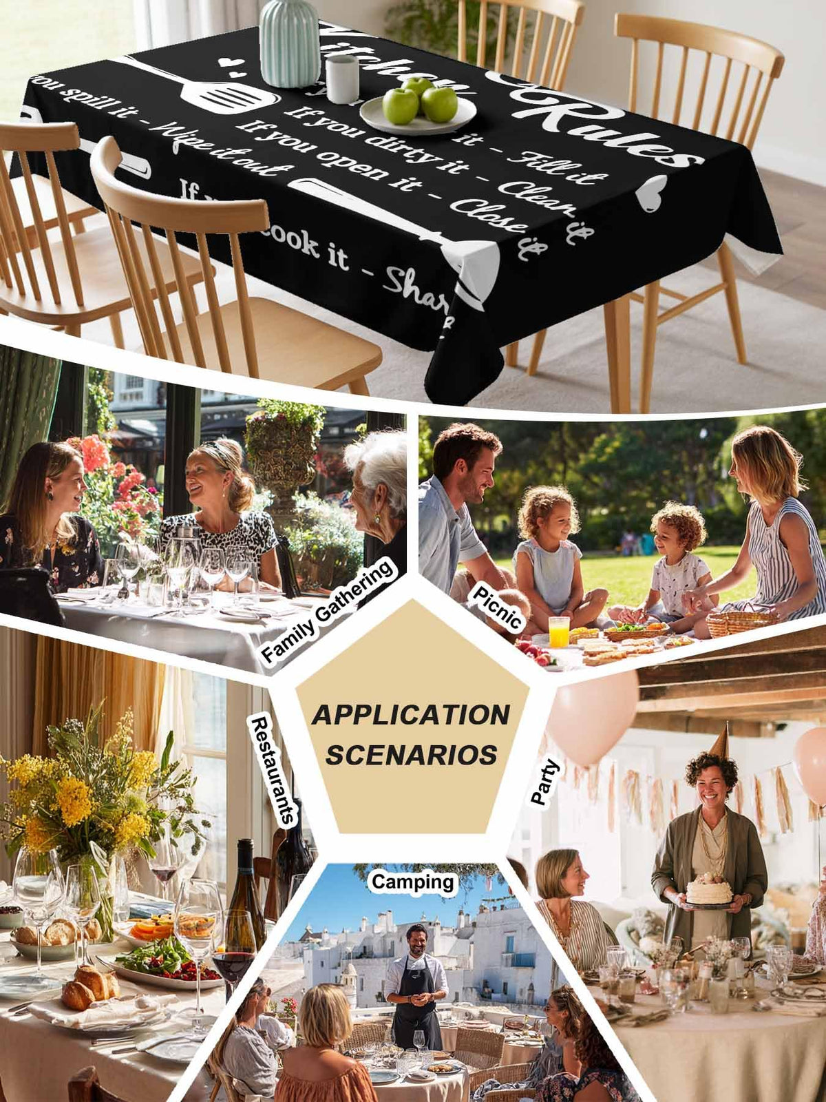 Waterproof Wrinkle-Free Tablecloth – Spill-Proof Washable Table Cover for Dining & Parties