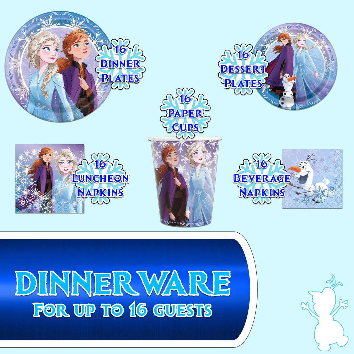 Unique Frozen Birthday Kit - Serves 16