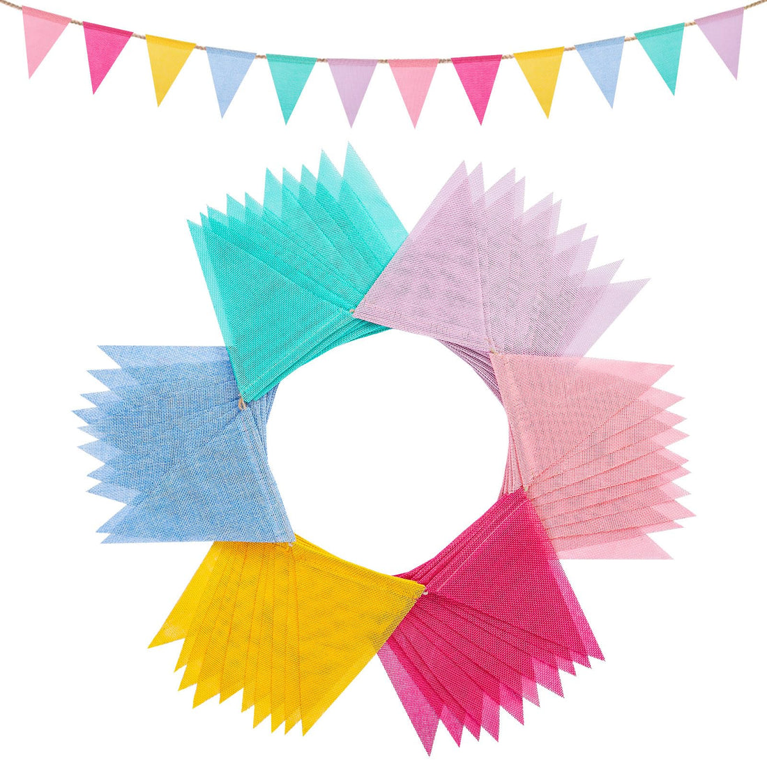 Pastel Burlap Pennant Banner – Triangle Flag Garland for Birthday & Outdoor Party Decor