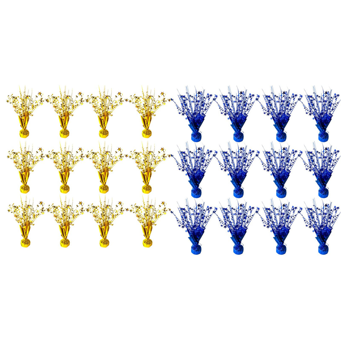 24 Pack Metallic Foil Spray Centerpieces – Star Table Decor for Parties & Events