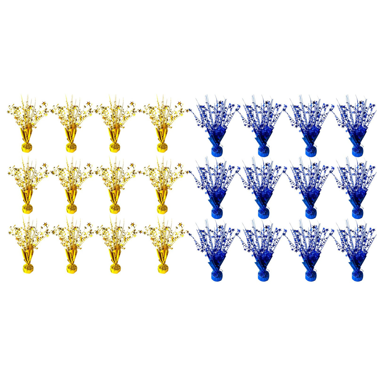 24 Pack Metallic Foil Spray Centerpieces – Star Table Decor for Parties & Events