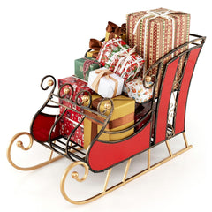 Metal Santa Sleigh Decor – 2-Tier Storage Shelf & Christmas Display Prop