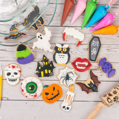 Halloween Cookie Cutters with Plunger Stamper – Baking & Fondant Decorating Tools
