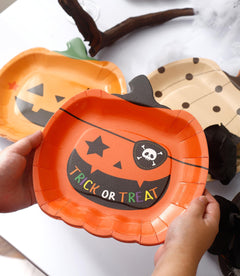 Halloween Pumpkin Paper Plates – 48 Pack Disposable Party Tableware