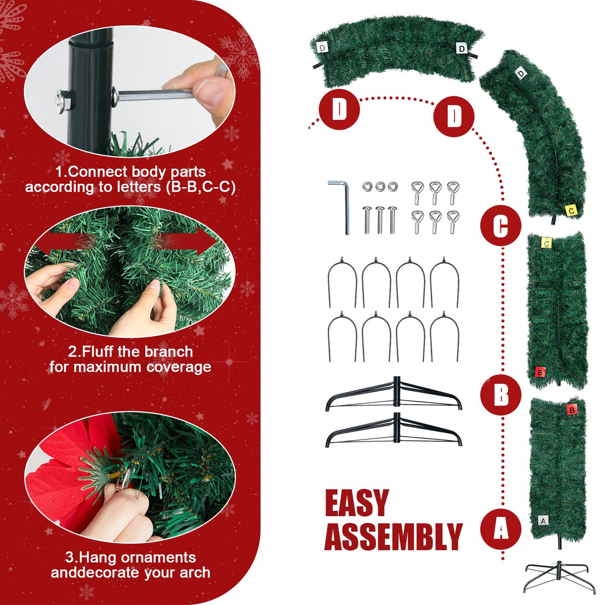 Christmas Artificial Tree Arch – PVC Holiday Archway Decor for Indoor & Outdoor Events