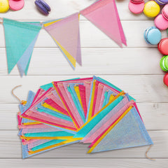 Pastel Burlap Pennant Banner – Triangle Flag Garland for Birthday & Outdoor Party Decor