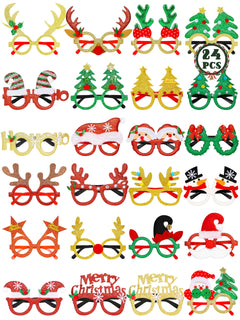 24-Piece Christmas Glasses – Santa Frame Party Favors for Holiday Decor