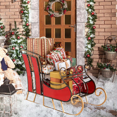 Metal Santa Sleigh Decor – 2-Tier Storage Shelf & Christmas Display Prop