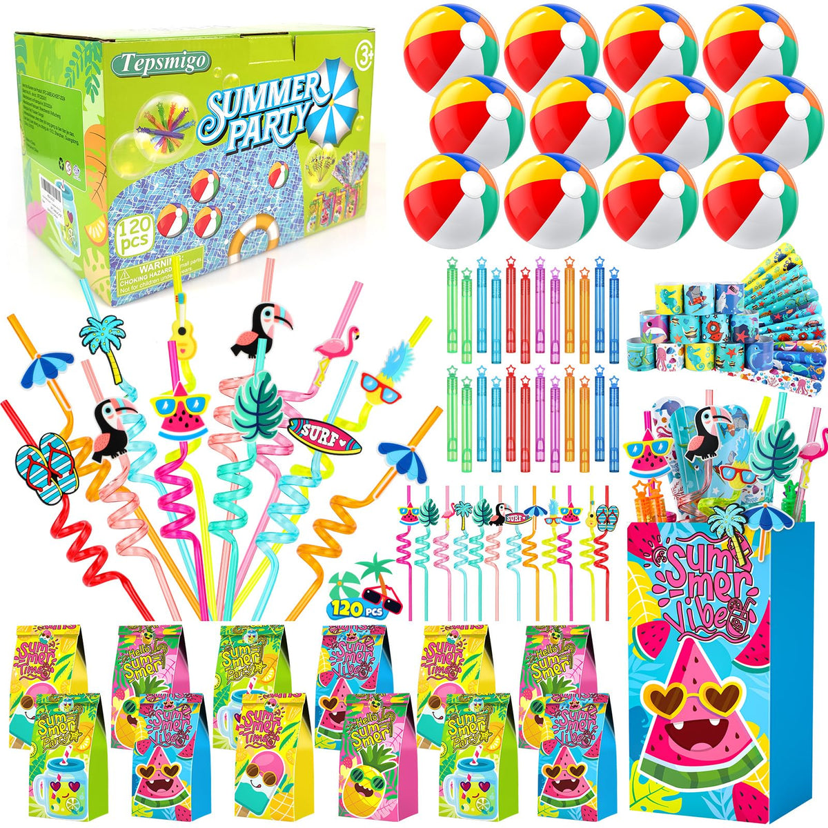 120-Piece Party Game Supplies – Birthday Decorations & Goodie Bags for Kids